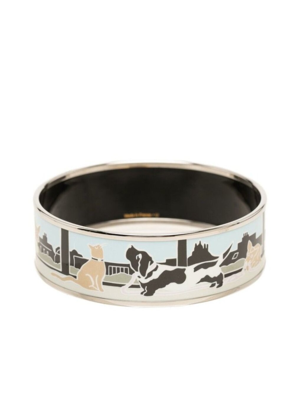 Hermes Cyan Esha Parisian Bracelet Bangle Light Blue Silver Enamel Metal